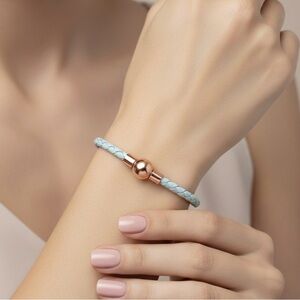 Linx Turquoise Leather Braided Cord Bracelet & a Rose Gold Magnetic Clasp